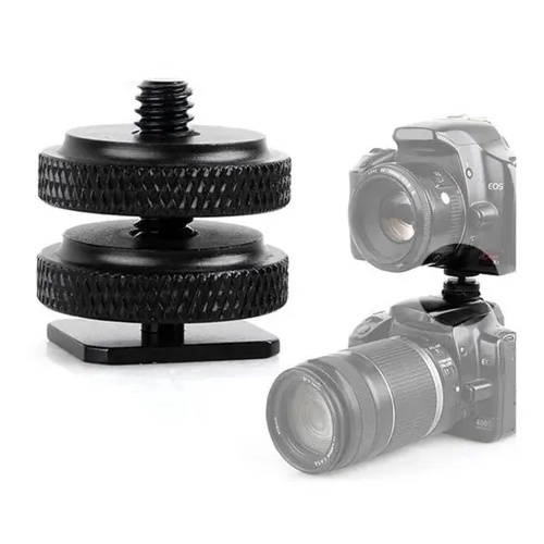 Adpatador Sapata Flash Iluminador Microfone Duas T