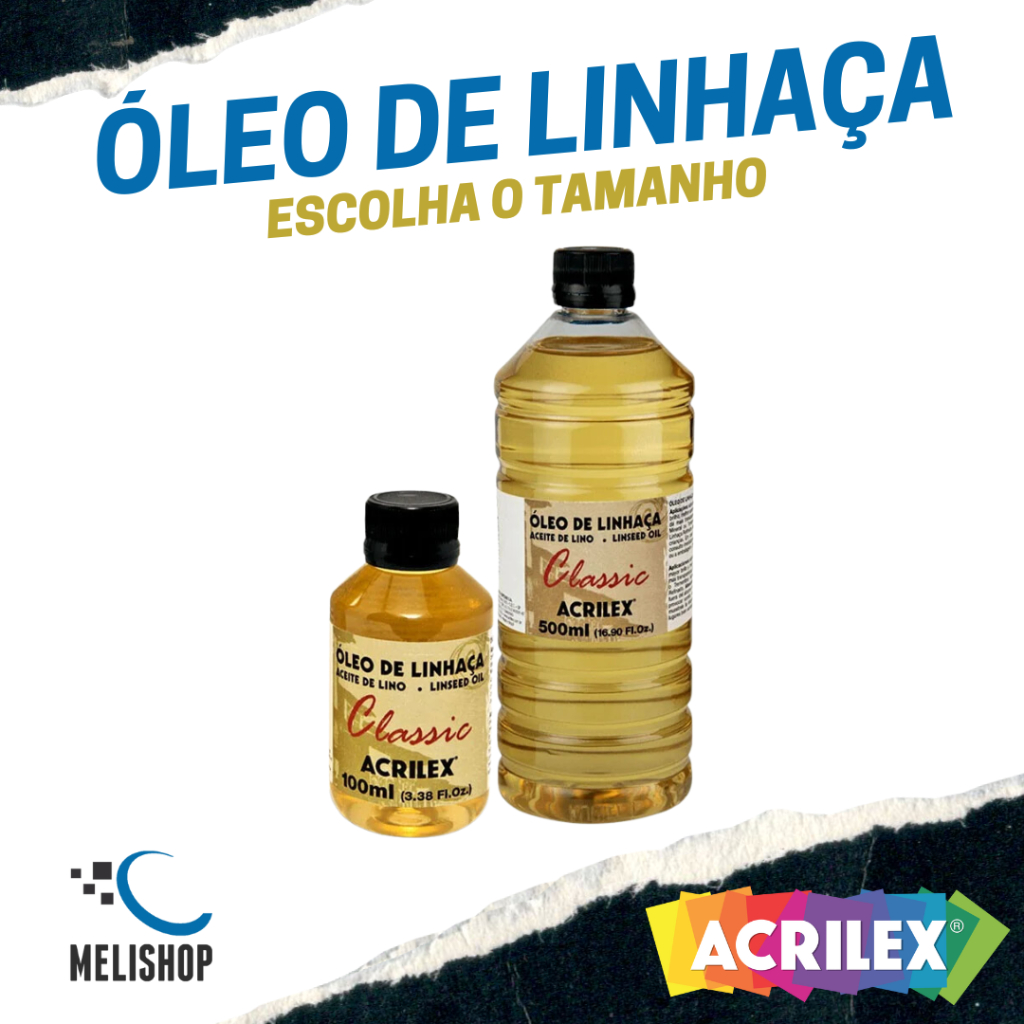 Óleo de Linhaça 100ml / 500ml Original Acrilex Classic Para Pintura a Óleo