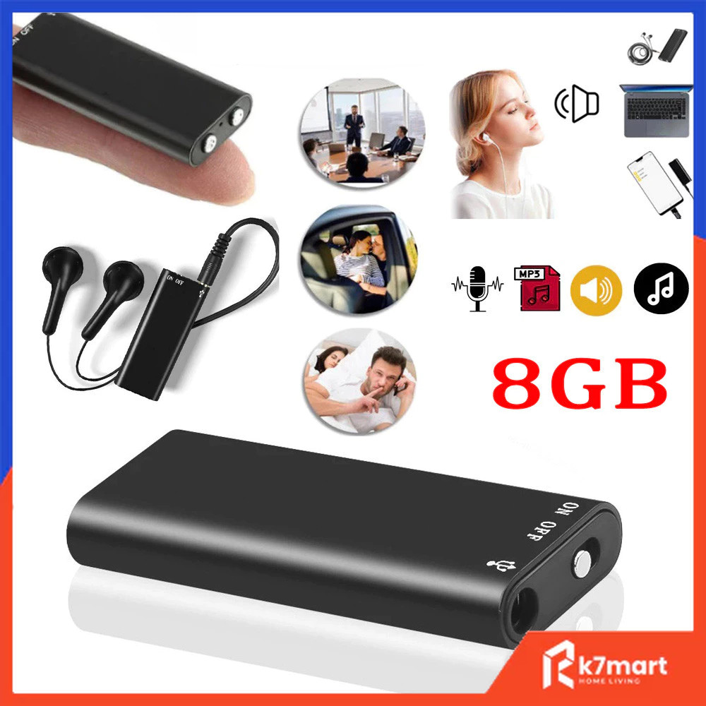 Mini Gravador Espião 8GB – 96h Gravação, MP3 Player, USB, Portátil, Pronta Entrega