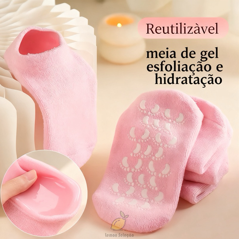 Kit Meias e Luvas de Hidratação Para Os Pés e Mãos Ressecadas Rachada Esfoliante Reutilizavel