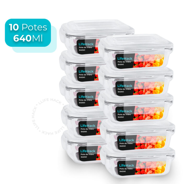 Conjunto Potes Vidro Hermético Mantimentos Marmit