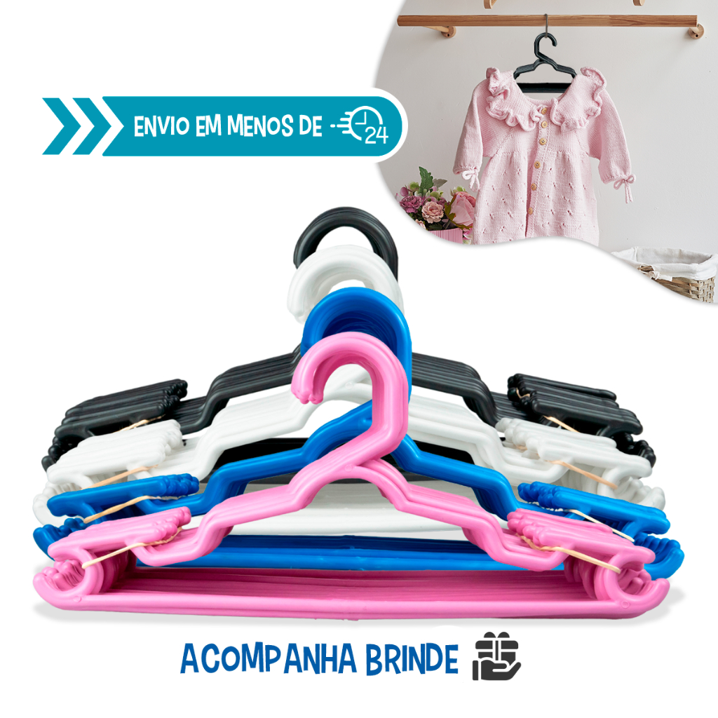 Kit Cabides Infantil Bebê Baby Reforçado  Plástico Cruzeta Roupa Resistente Premium