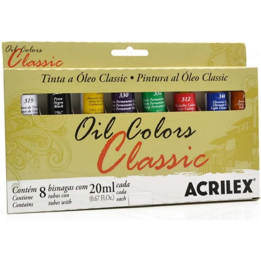 Estojo Tinta Óleo Classic Colors Acrilex 20ml – 8 Bisnagas