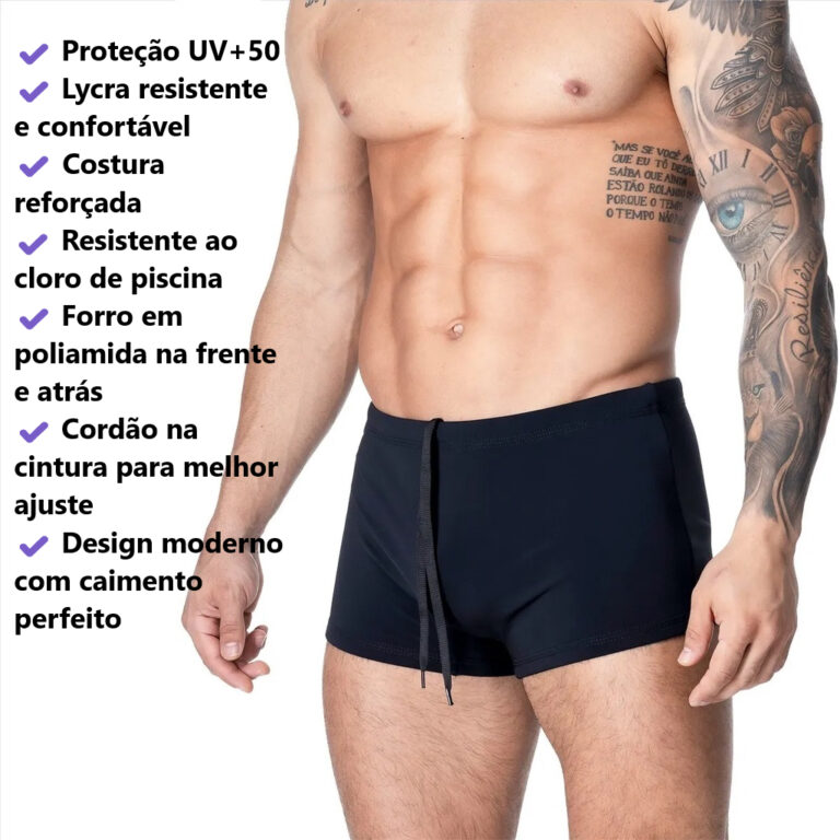 Sunga Masculina Boxer Forrada Com Proteção UV+50