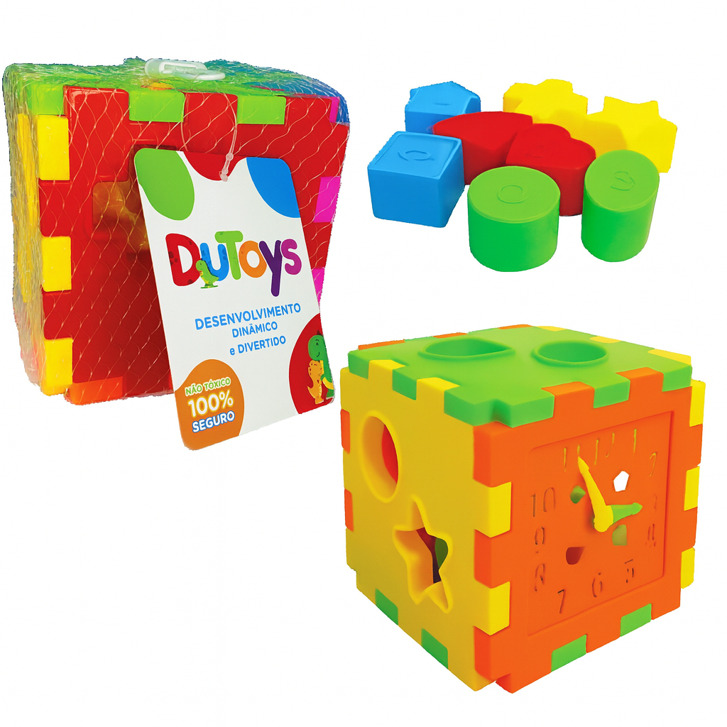 Cubo Didático Encaixe Peças Educativo Pedagógico Desmonta Colorido Criança Desenvolvimento Dutoys