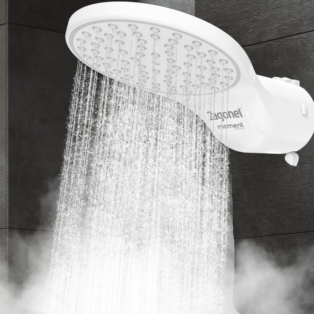 Chuveiro Ducha Moment Zagonel 4 Temperaturas Branco Banheiro Elegante Resistente Relaxante Moderno