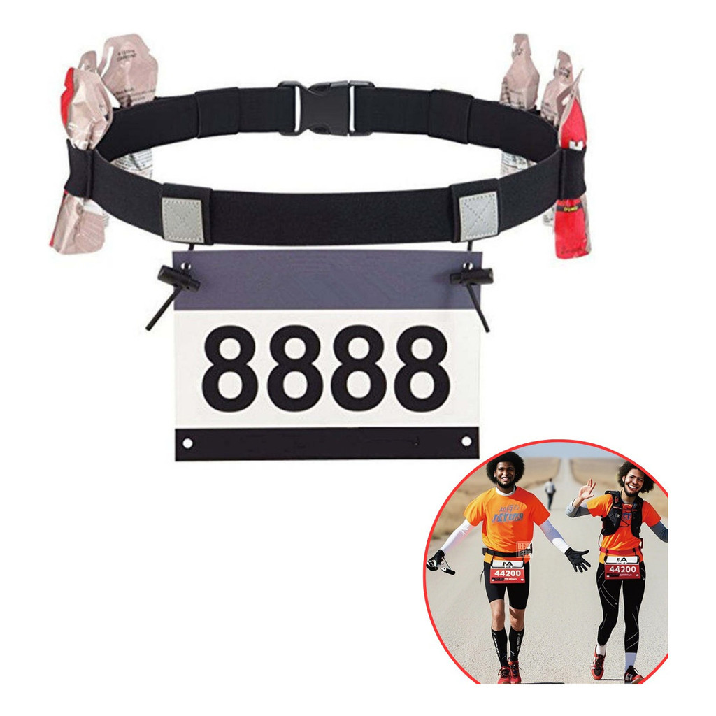 Cinto Porta Número Para Corrida Triathlon Ciclismo Gel Carb Up Elástico Refletivo