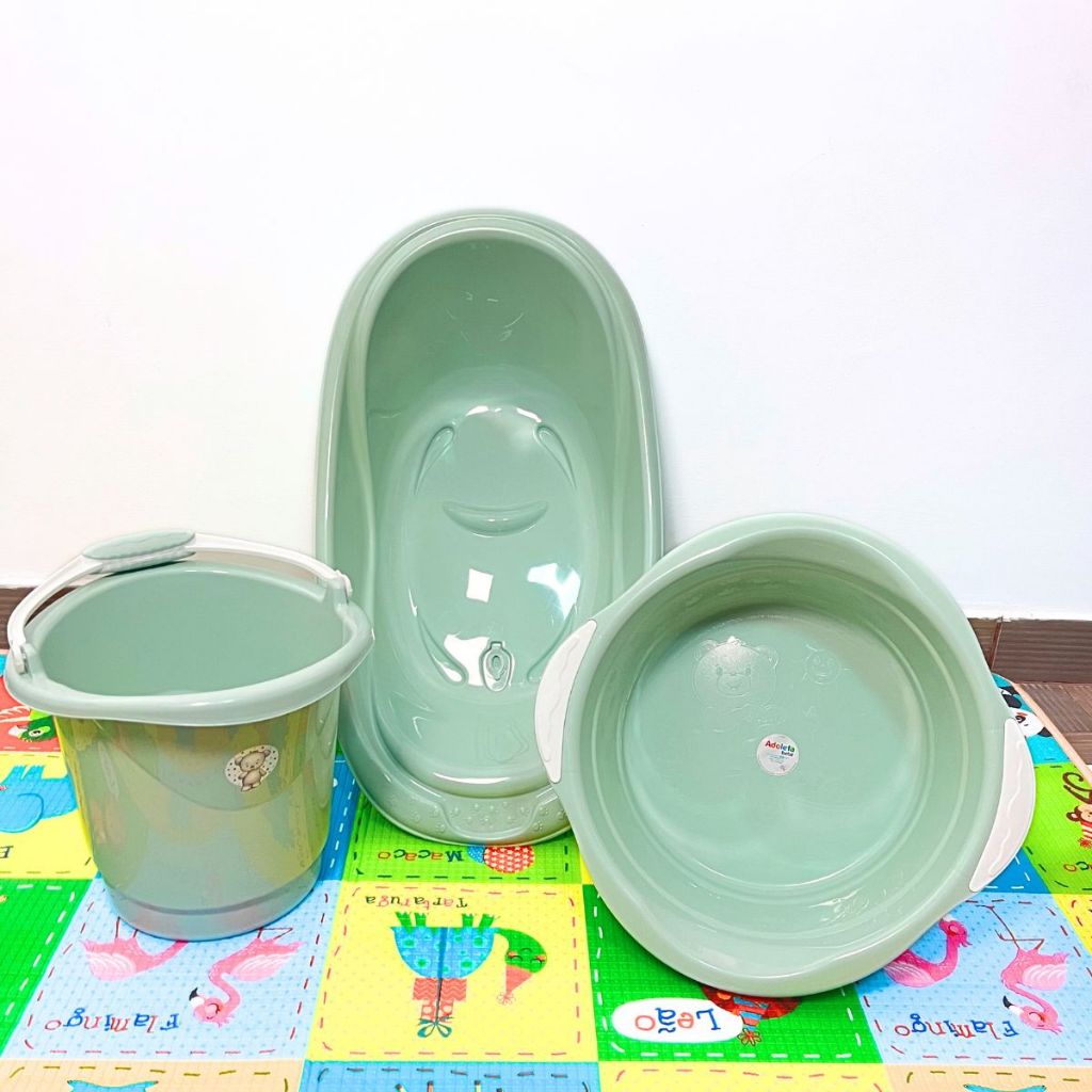Kit Completo Banho Bebê – Banheira + Balde + Lixeira Lavanderia