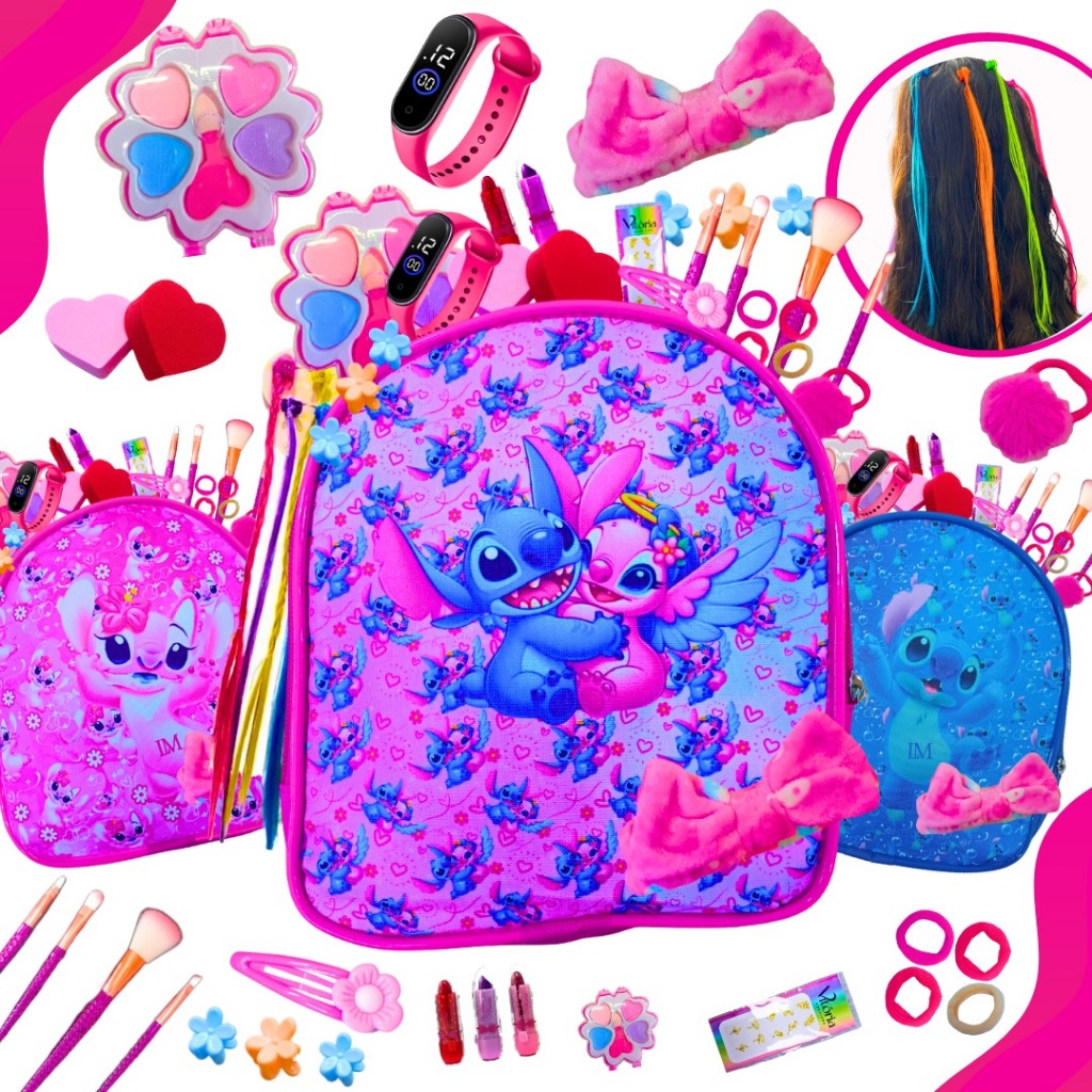 Kit De Maquiagem Infantil Completa Mochila Stitch