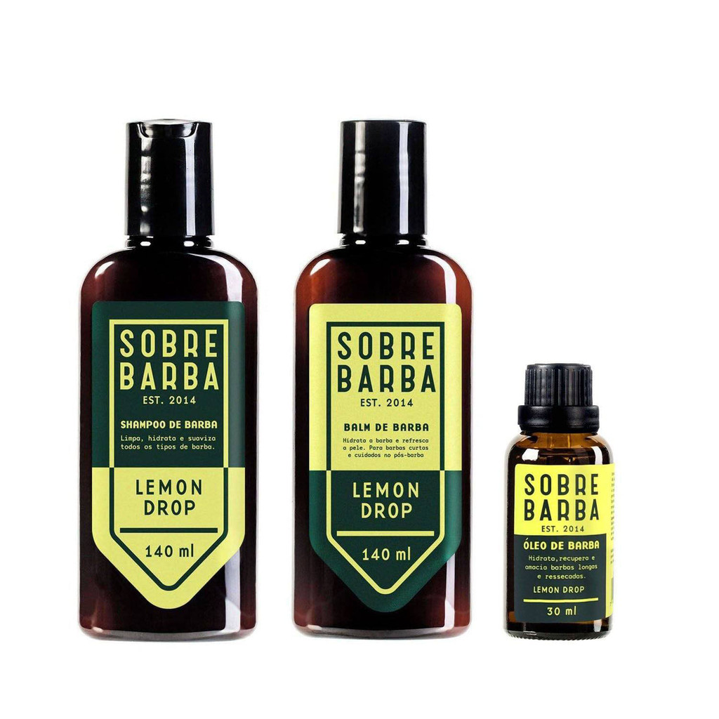 Kit Sobrebarba – Shampoo, Balm e Óleo de Barba – Lemon Drop