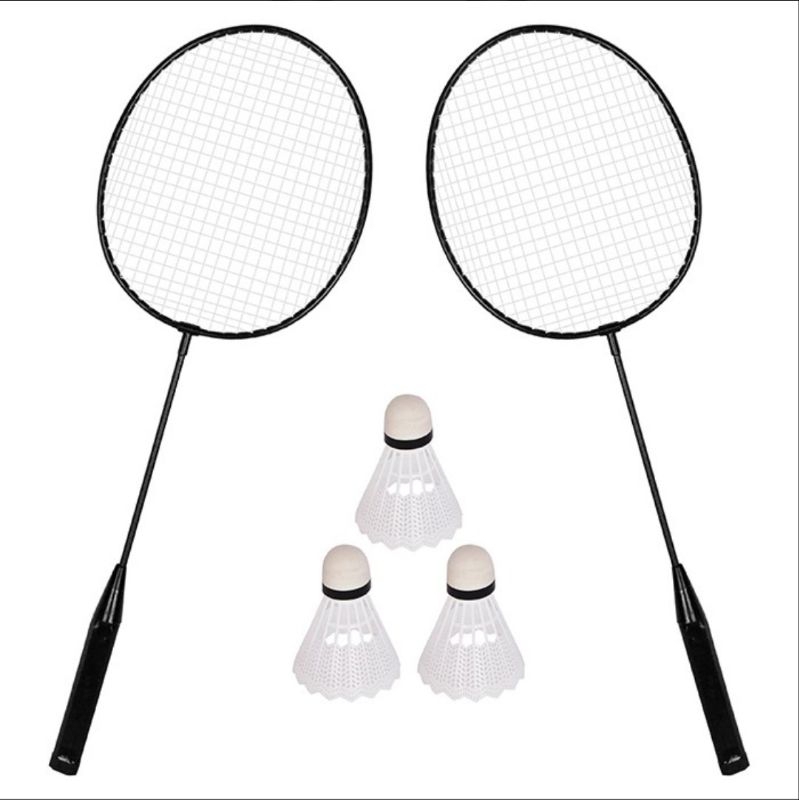Raquete Badminton, kit com 2 raquetes e 3 petecas