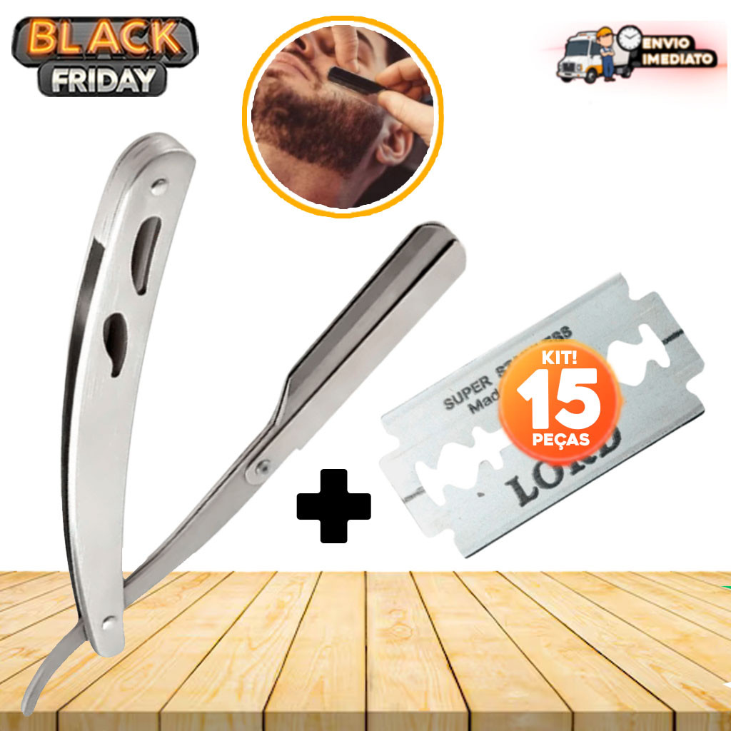 Kit Navalhete Profissional Com 15 Lâminas Inox – Navalha Para Barba, Sobrancelha, Cortar Cabelo e De