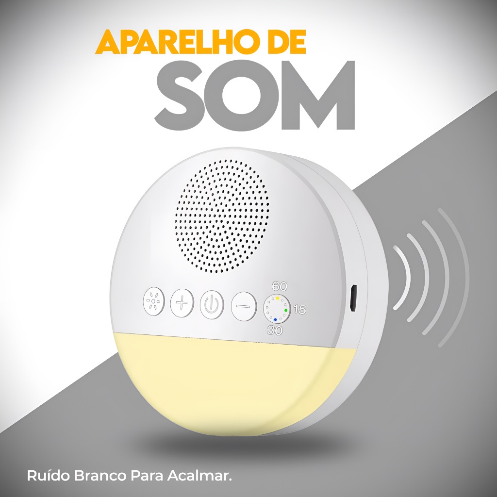 Aparelho de som de Útero Ruído Branco Com Luminária Máquina Faz Seu Bebe Dormir Relaxar e Ninar – Wh