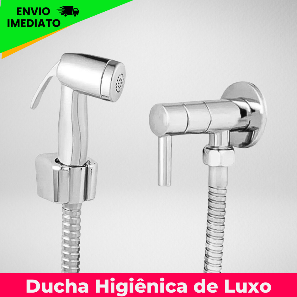 Ducha Higiênica Banheiro Completa Luxo 1/4 Metal Cromado 1,20m Chuveirinho Privada