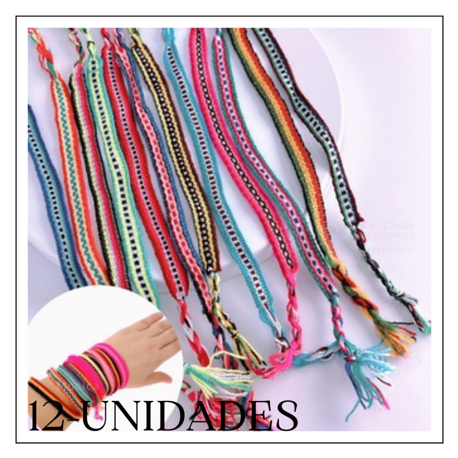 kit A Partir De 36 Pulseiras Pano  Hippie Praia  – Cores Diversas