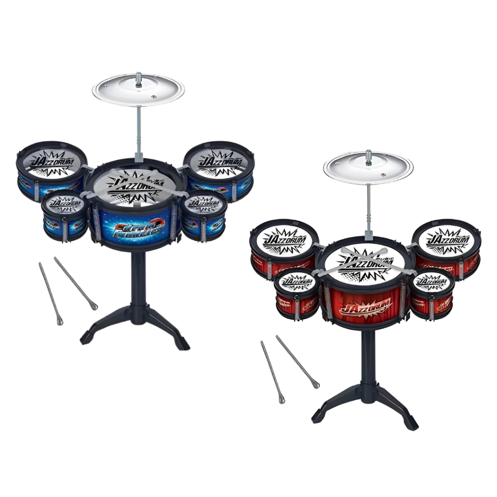 Bateria Infantil Intrumento musical 5 tambores azul Vermelho Brinquedo drums instumento infantil