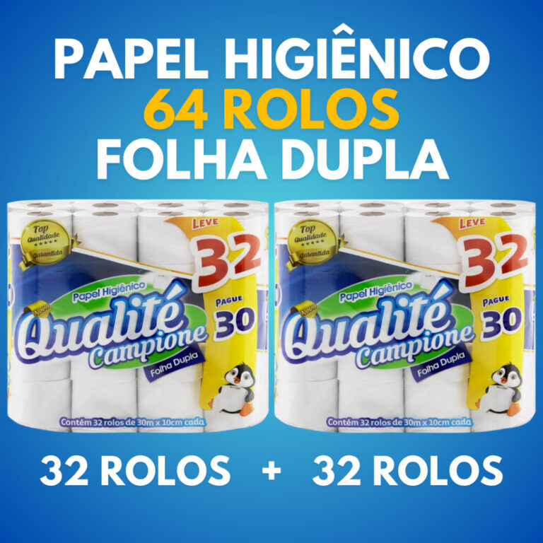 Kit 64 Rolos Com 30m Cada do Papel Higiênico Folh