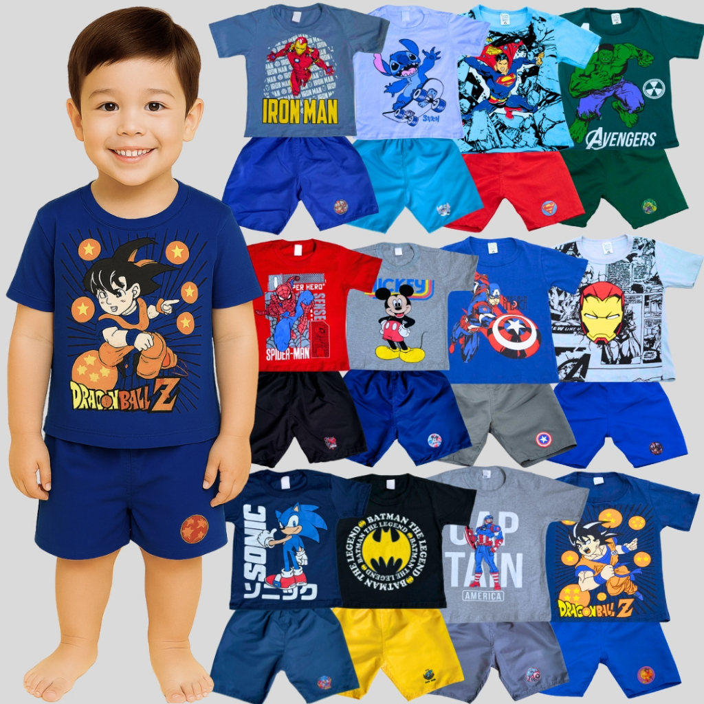 Kit Infantil Sortido 8  Peças De Roupas Menino Verão – Sendo 4 Camisetas + 4 Bermudas