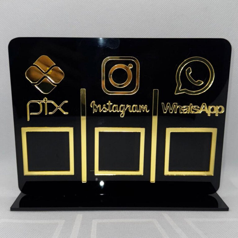 Placa Pix Qr Code Display 3 Em 1 WhatsApp Pix Inst