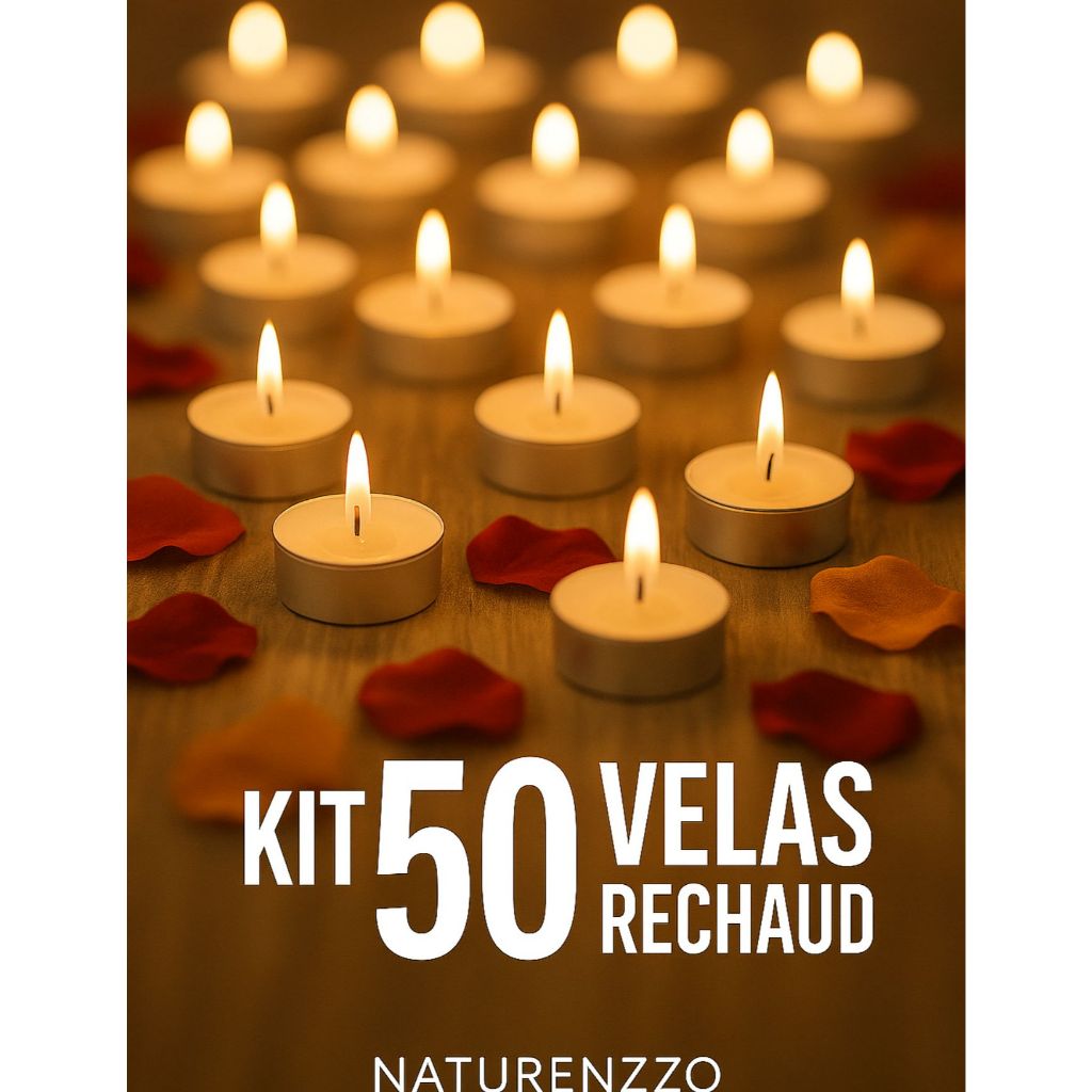 Kit 50/100 Velas Parafina Rechaud Com Suporte Alumínio Decorativas Dia dos Namorados Flutuante Casam