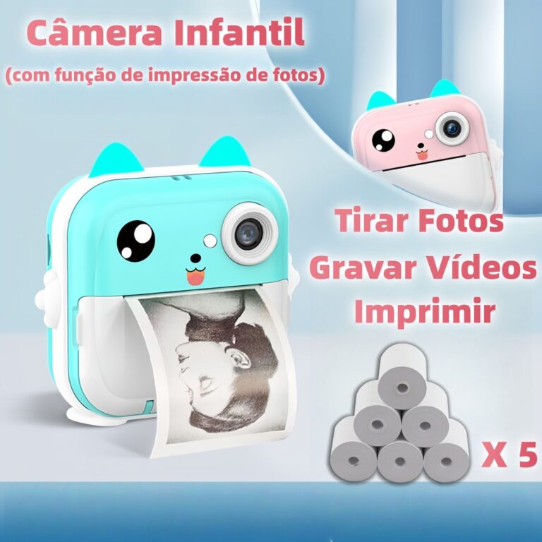 Câmera Infantil com Impressão Imediata Vídeo Fo