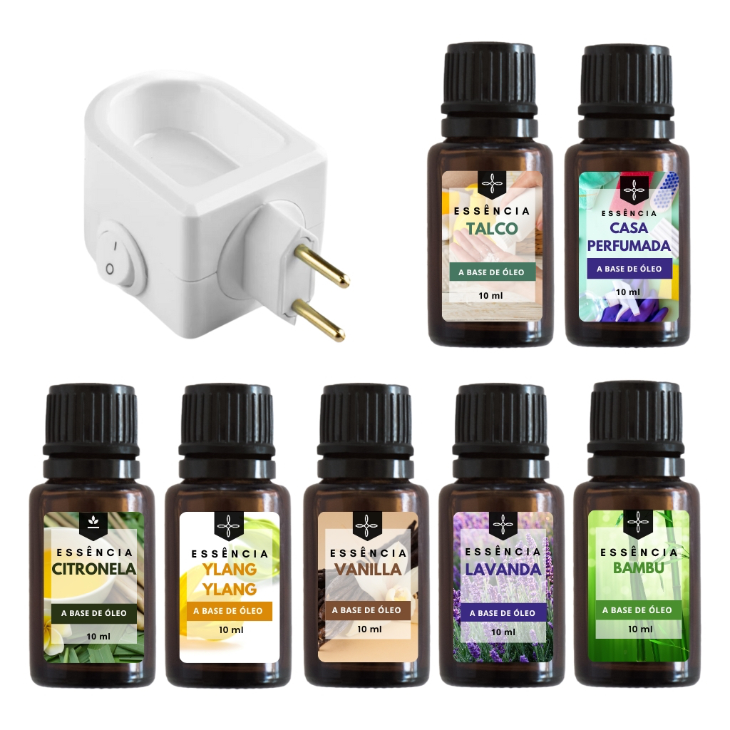Kit Essências 7 Unidades a Base de Óleo Para Aromatizador, Para Difusor Elétrico e Cosméticos 10 ml