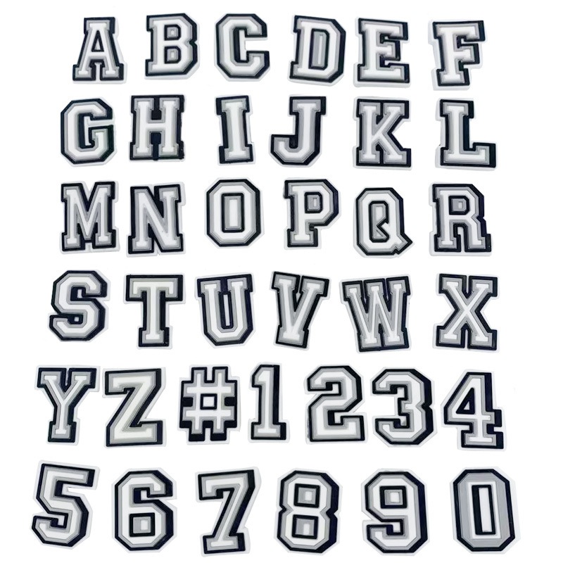 37 Estilos Versáteis Números Preto E Branco Letras Tênis Da Moda Encantos Sandálias Pingente Botão O