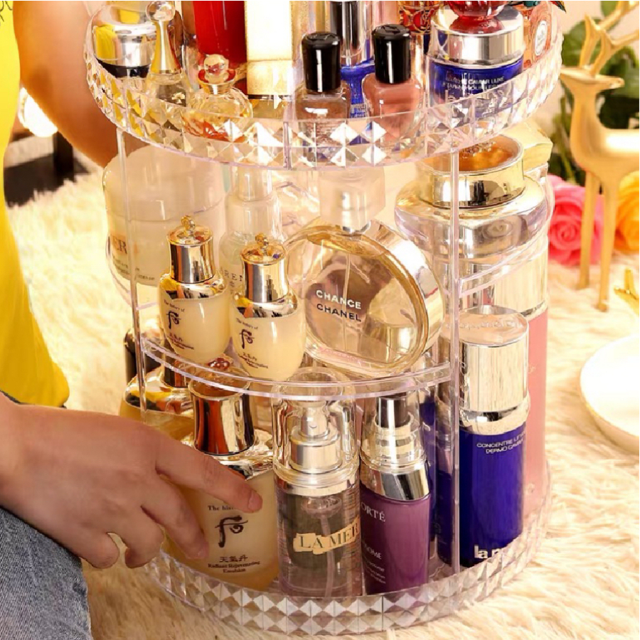 Organizador para Cosmético e Maquiagem Acrílico Giratório 360