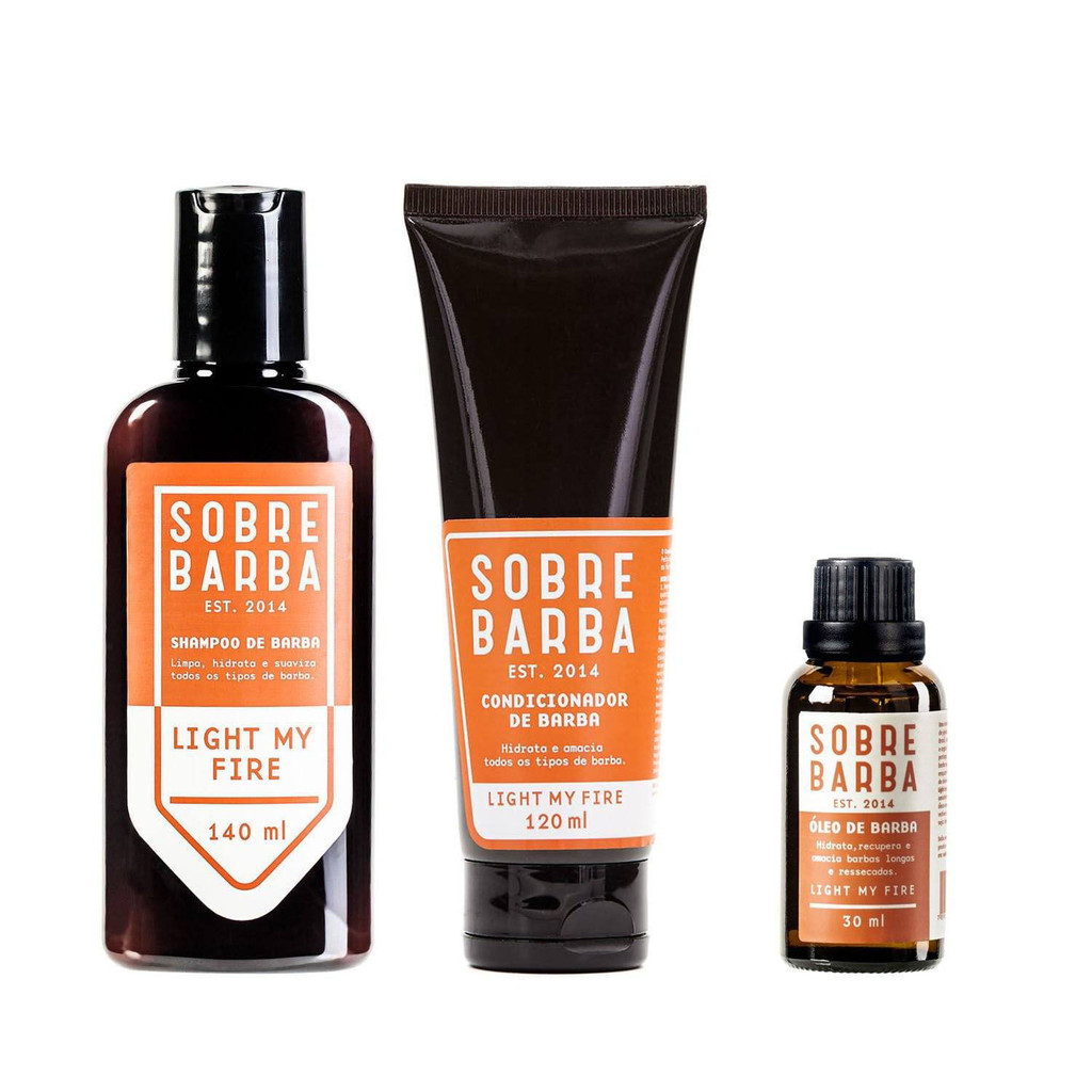 Kit Sobrebarba – Shampoo, Condicionador e Óleo de Barba – Light my Fire