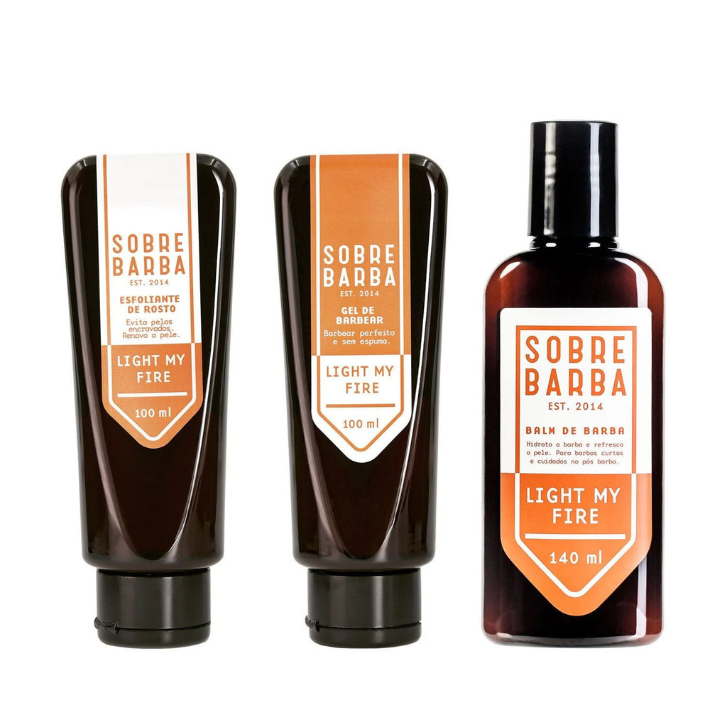 Kit Sobrebarba – Esfoliante, Gel de Barbear e Balm de Barba – Light my Fire