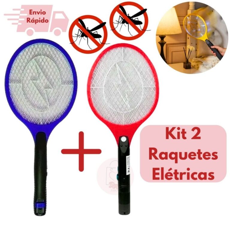 Kit 2 Raquetes Eletrica Mata Mosquitos Insetos Rec