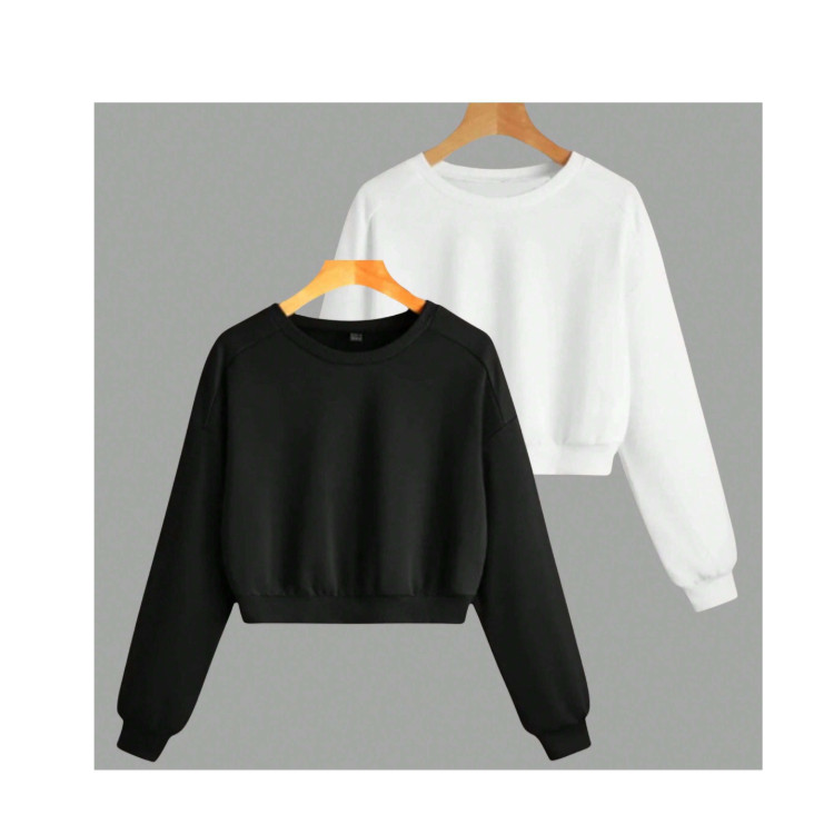 Kit 2 Moletom Cropped Feminino Algodão Premium Se