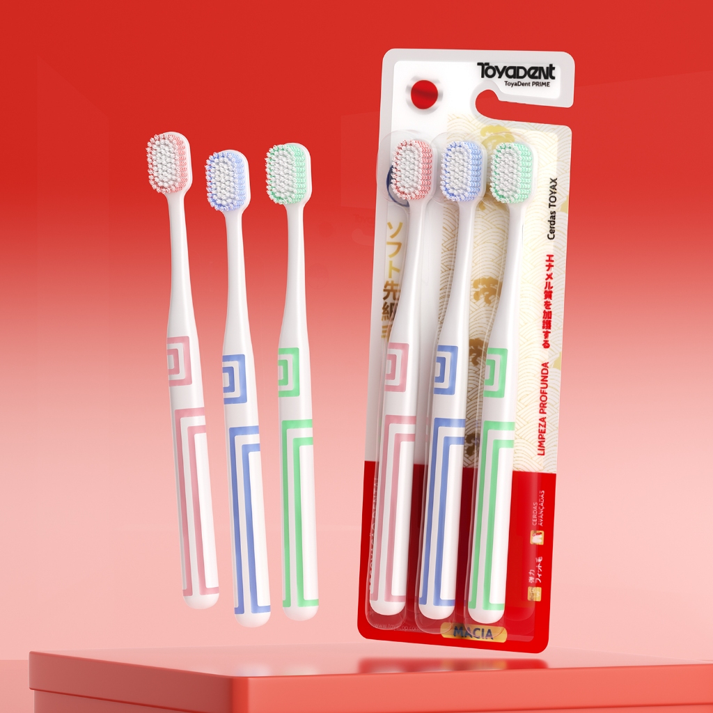 TOYADENT Escova de Dentes Com Cerdas Macias, Para Uso Doméstico/Viagens – 3 unidades