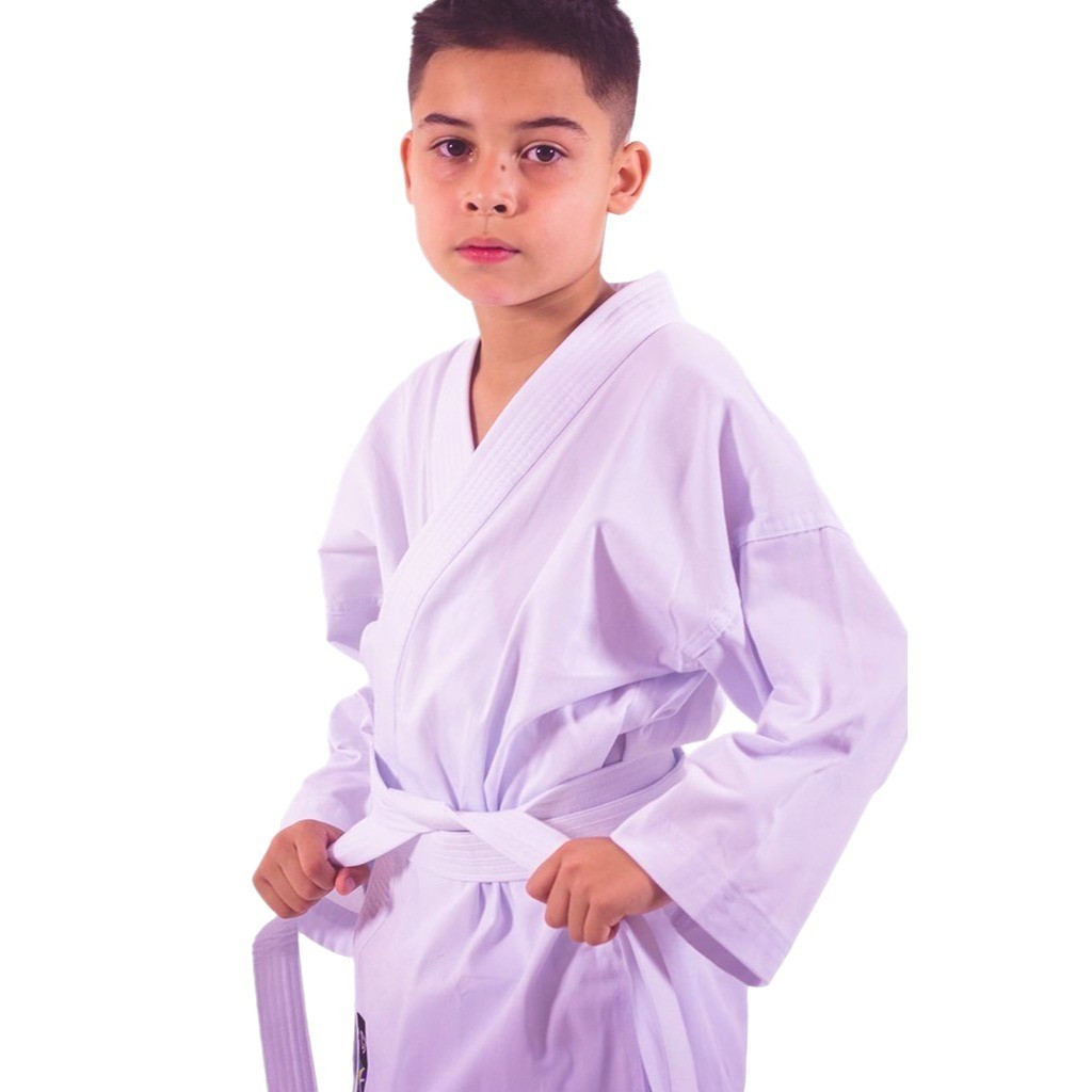 Kimono Karatê Infantil Branco com Faixa Inclusa | 100% Algodão Grosso com Reforço Duplo Premium