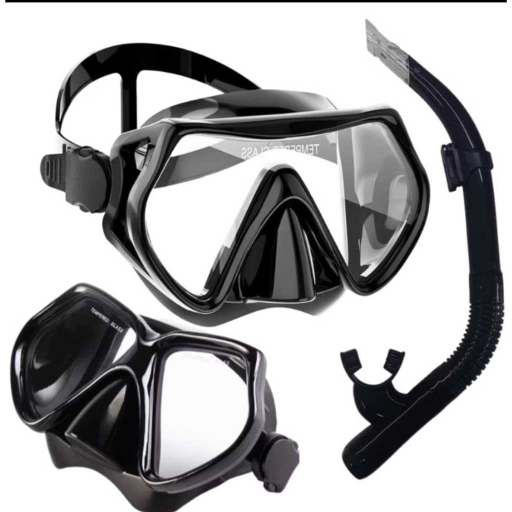 Kit Máscara Mergulho Snorkel Óculos Respirador Profissional Adulto Praia Piscina Ajustável