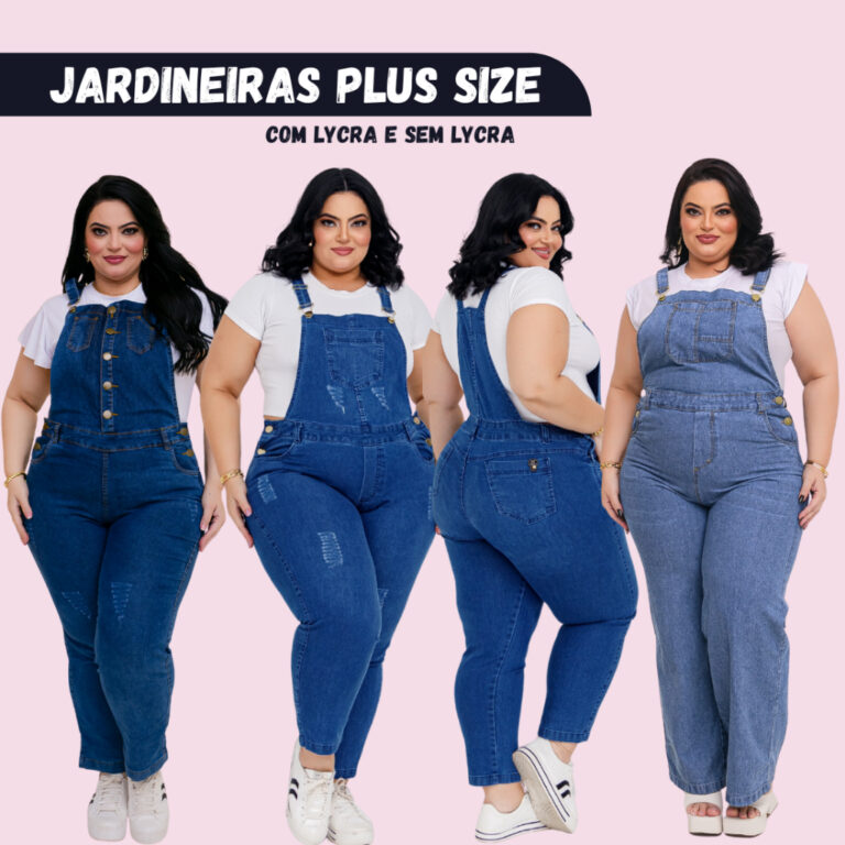 Jardineira Calça Pantalona  Macacão Jeans Plus S