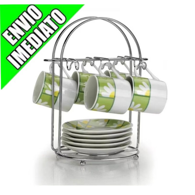 Suporte Porta Xícaras De Café E Pires 6 Ganchos 
