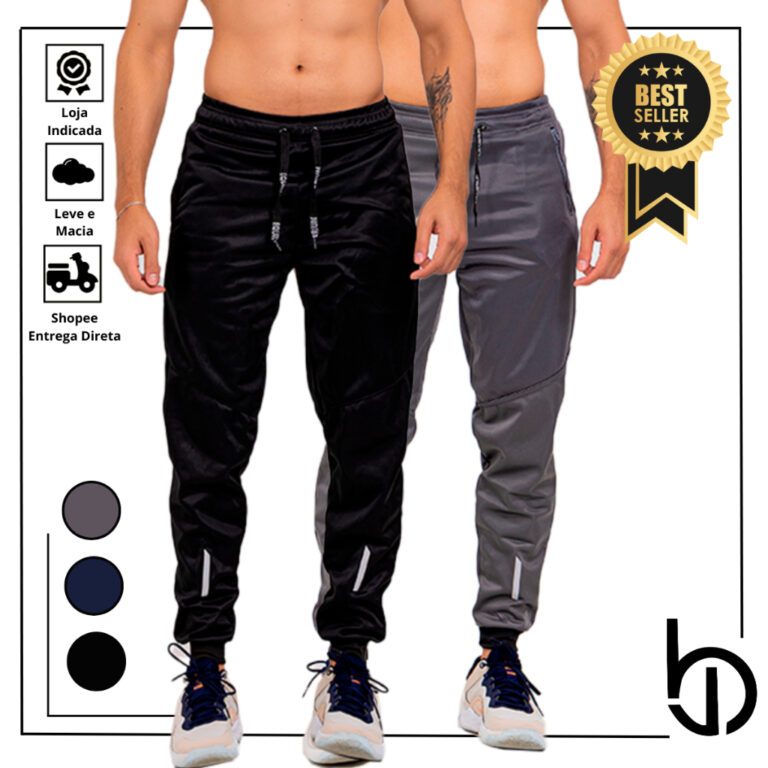 Kit 2 Calças Masculina Jogger Poliéster+ Elastan
