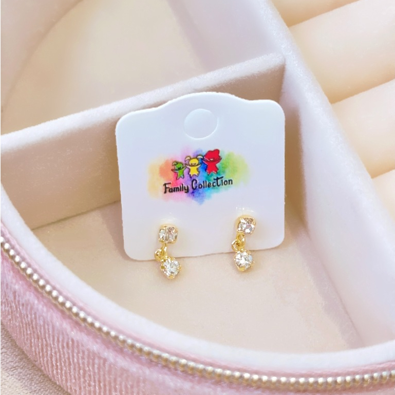 Brinco Infantil Zircônia Dupla Folheado a Ouro 18