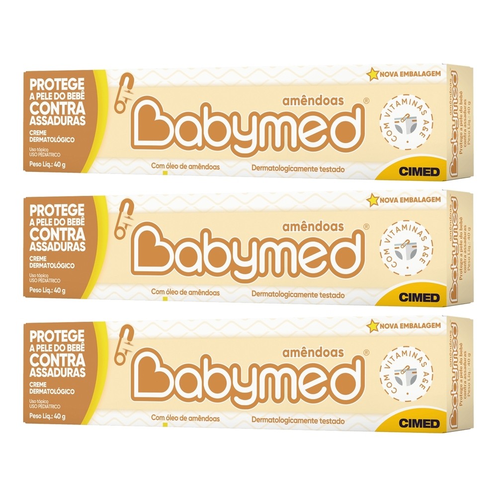 Kit 3 und Pomada Babymed Amêndoas 40g