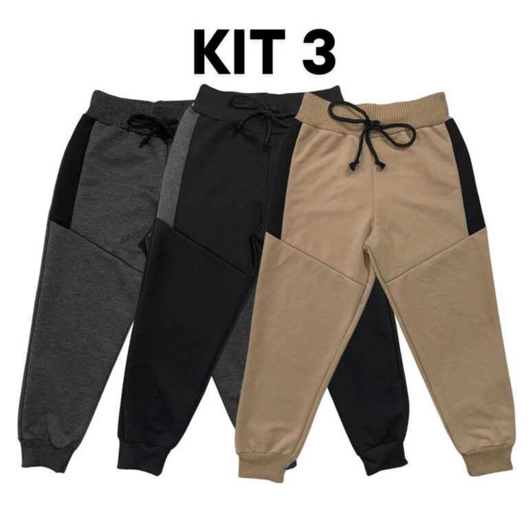 Kit 3 Calça de Moletom Moletinho Menino Infantil 