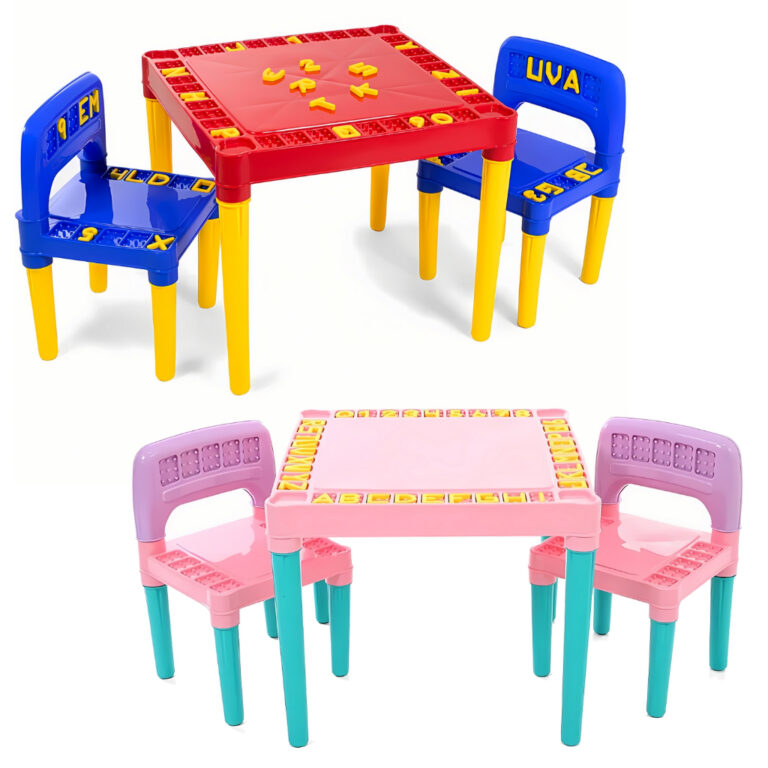 Mesinha Didática Com 2 Cadeira Letras E Números