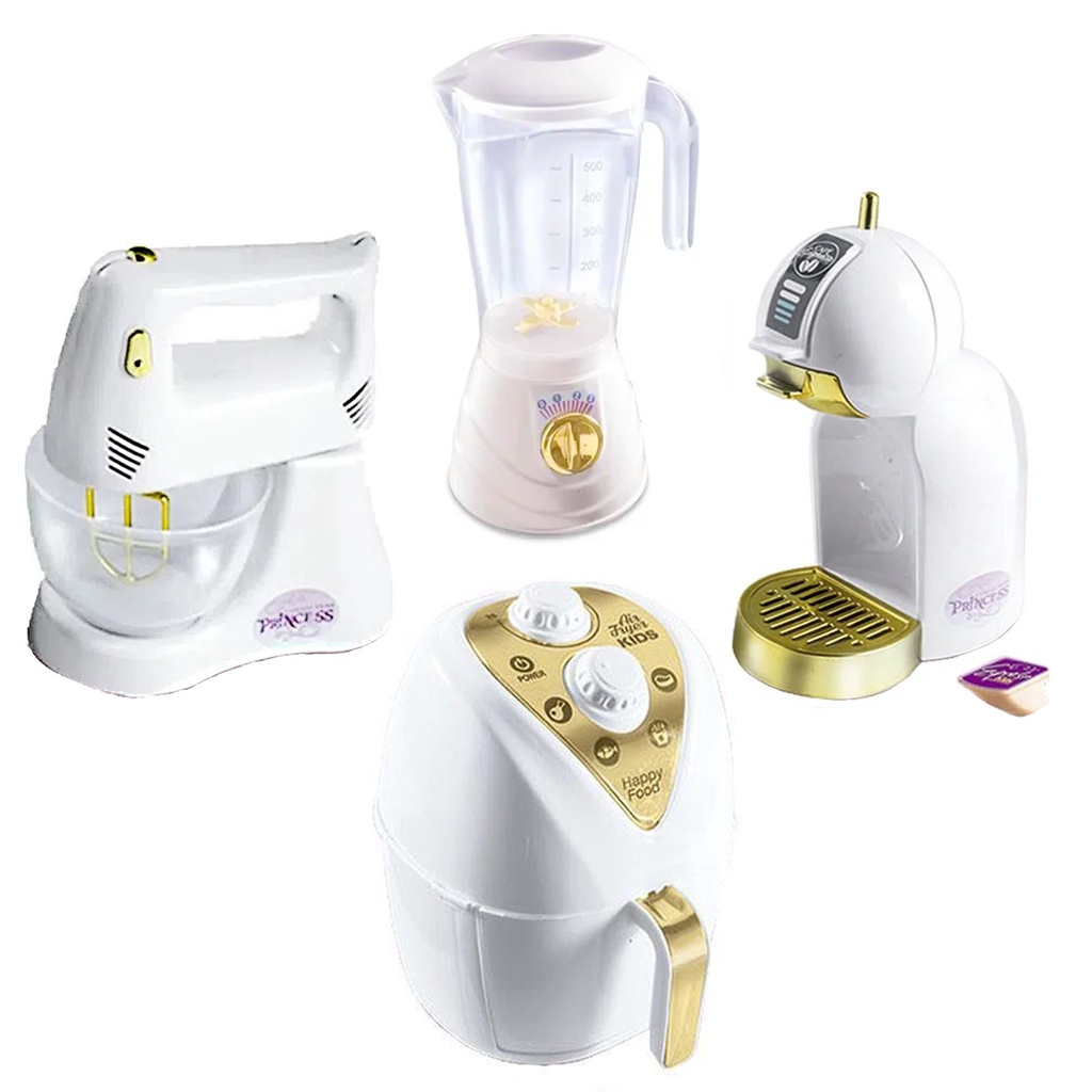 Kit Infantil Air Fryer Batedeira Liquidificador Cafeteira