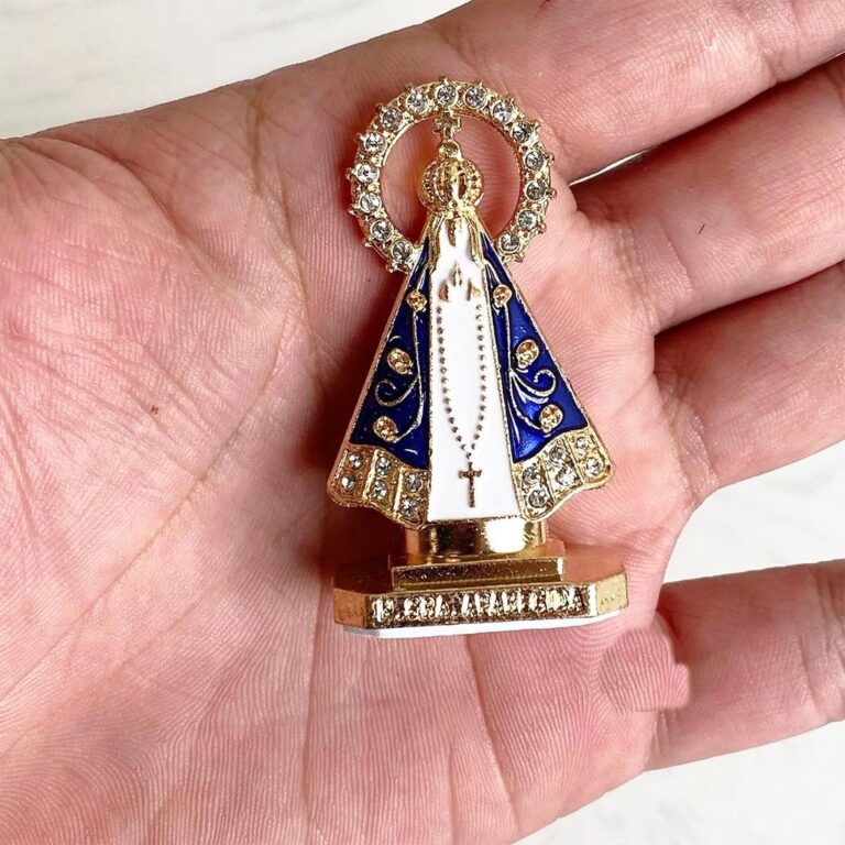 Santinha Imagem Nossa Senhora Com  Coroa Dourada  
