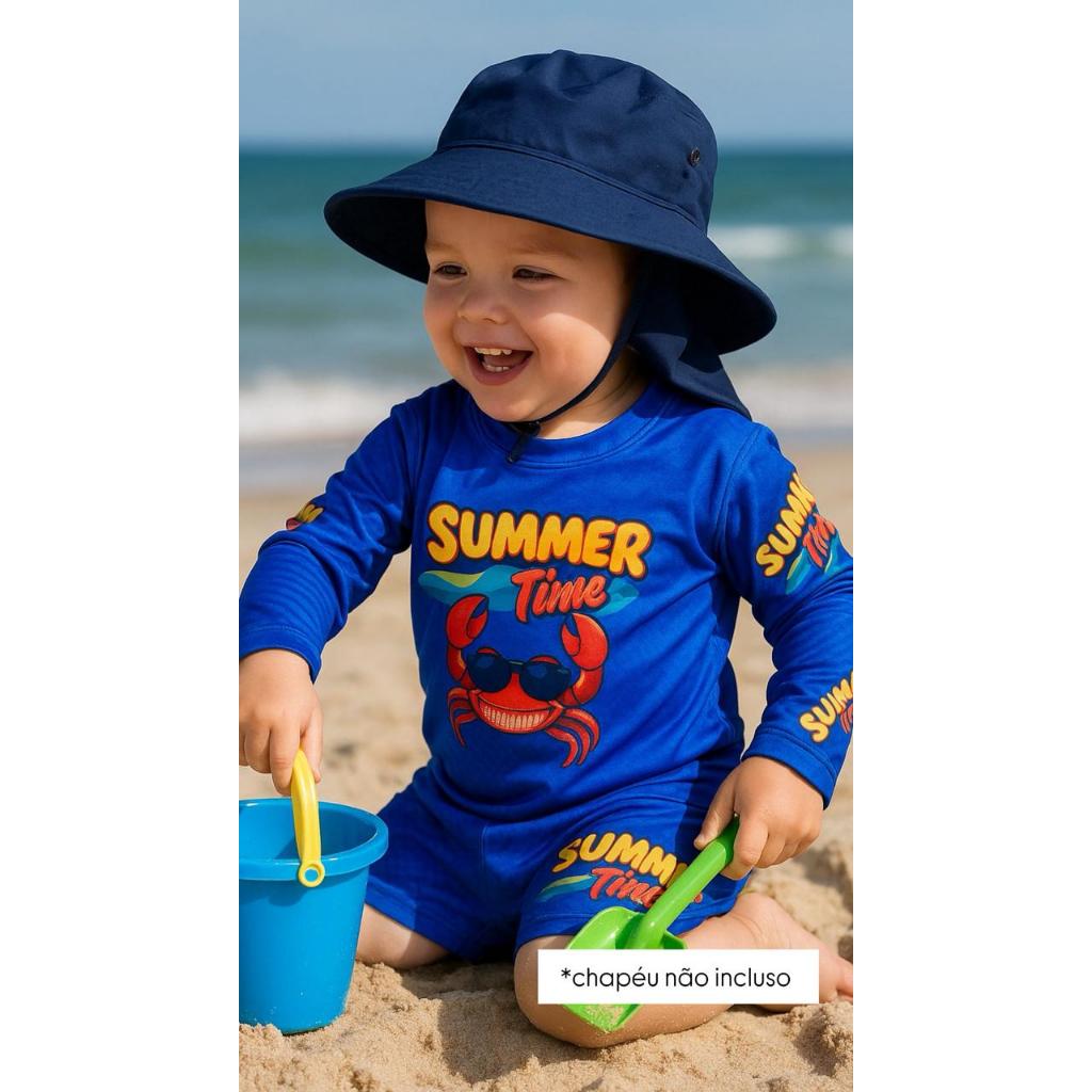 Conjunto Praia com Proteção UV 50+ Conjunto com sunga e camisa Mickey, Dinossauro, Patrulha, Sonic,