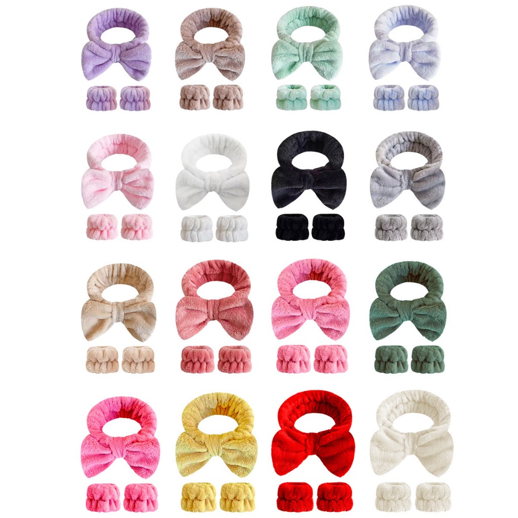KIT 3pc de uma pars pulseiras para lavagem facial E um faxia,artefato absorvente de agua