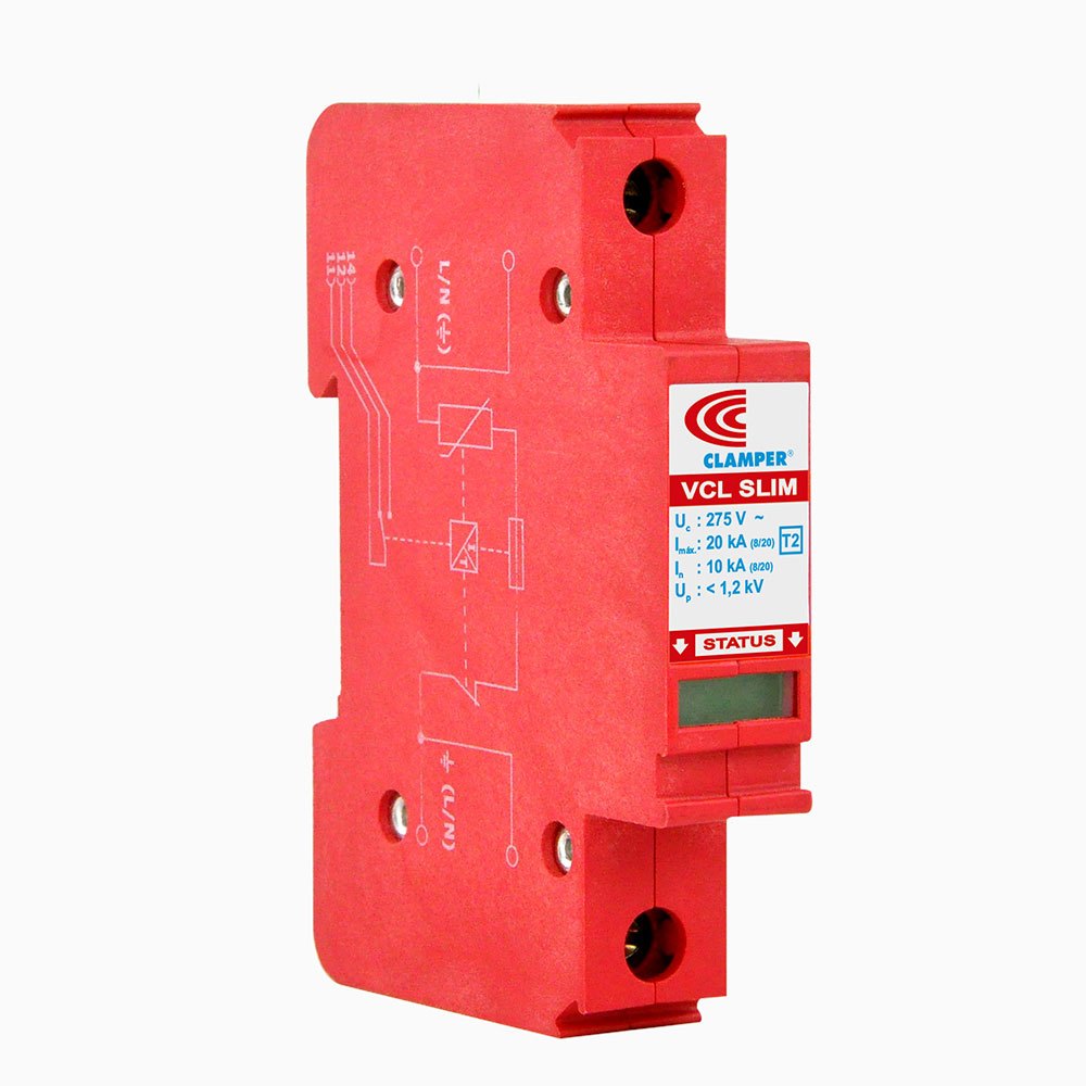 DISPOSITIVO DE PROTEÇÃO CONTRA RAIOS COM DPS CLAMPER FRONT V 275V 20KA VERMELHO