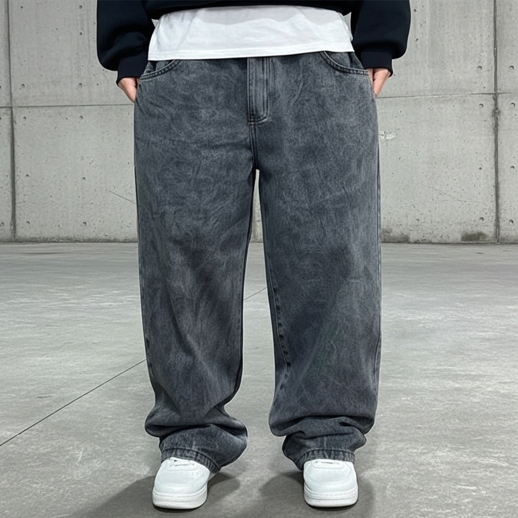 Calça balao baggy Jeans Boca Larga pants cân Sk8 Estilosa Moda Masculina 100% Algodão- Estilo Mandra