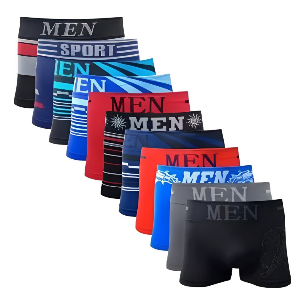 Kit Com 12 Ou 6 Cuecas Boxers Premium Masculina Adulto de Microfibra