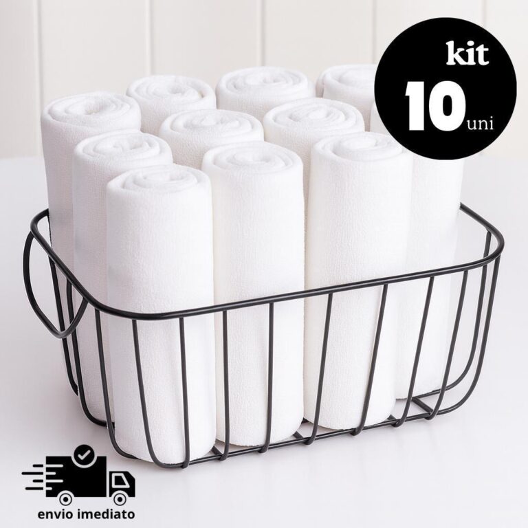 Kit 10 Panos de Prato Branco Liso 100% Algodão P�